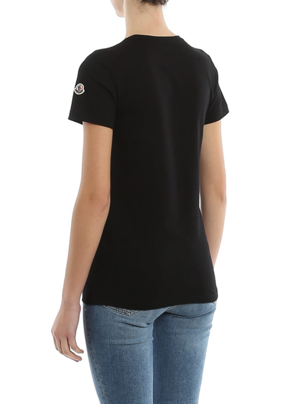 Cotton Tee with logo patch at sleeve shop online: MONCLER