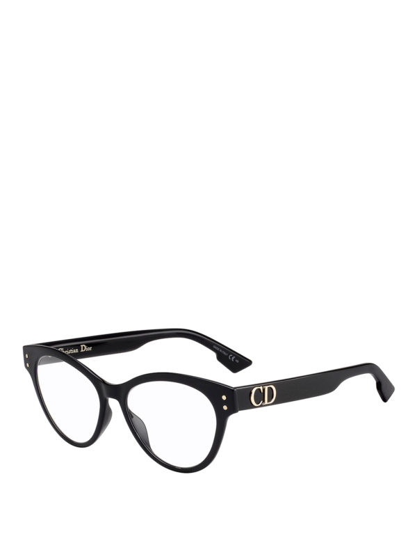 DIOR: Glasses - Black glasses with gold-tone logo at temples