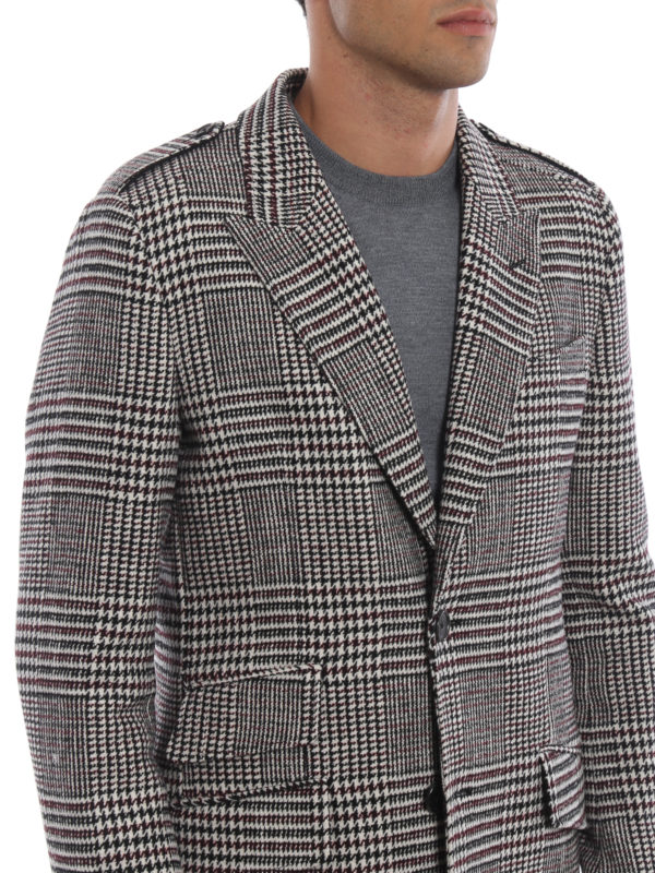 Houndstooth print cotton and wool short 