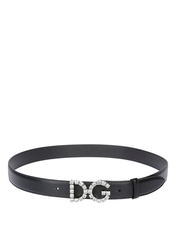Belts Dolce & Gabbana - Crystal DG leather belt - BE1311AZ68080999