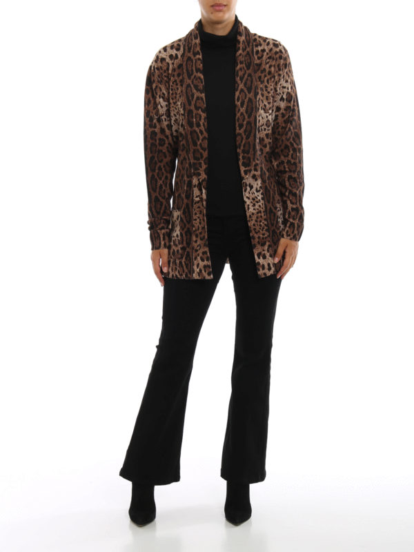 Animal printed wool cardigan 