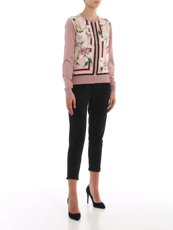Lilium print silk cardigan 