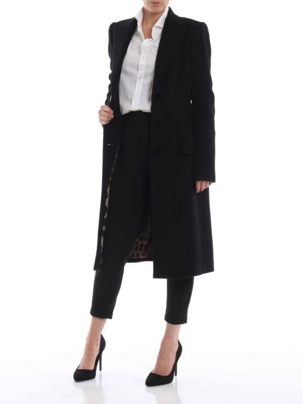 dolce and gabbana black wool coat