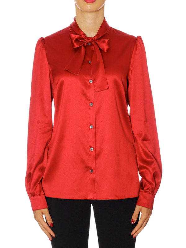 camicia di seta con fiocco