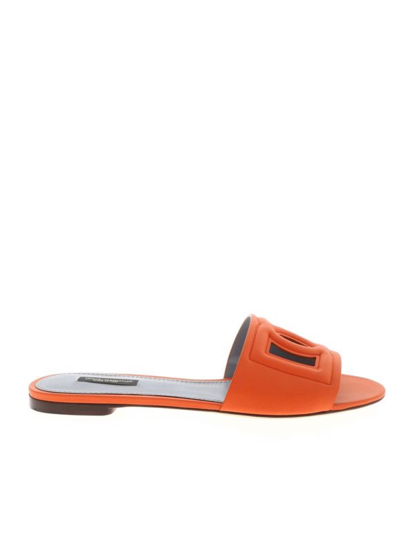 orange dolce and gabbana slides