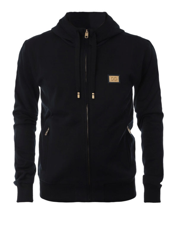 dolce and gabbana black and gold hoodie