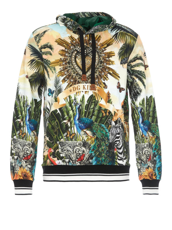 Tropical King print hoodie 