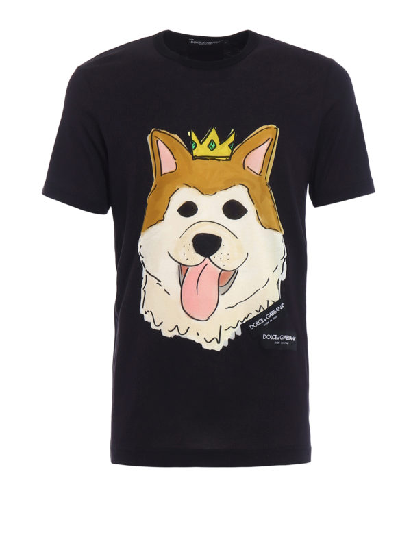 T-shirts Dolce & Gabbana - Crowned dog print cotton T-shirt -  G8IA8TFH7B5HNL07