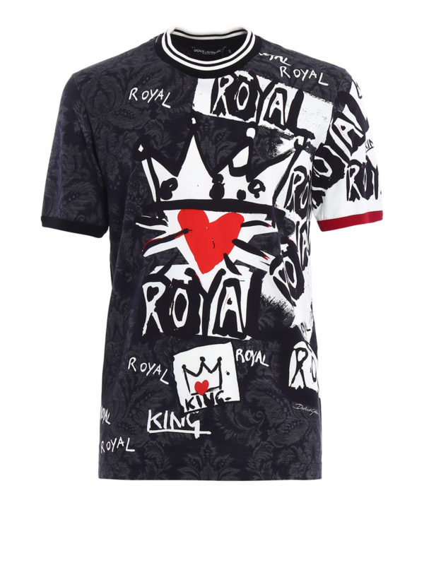 T-shirts Dolce & Gabbana - Royal print T-shirt - G8HQ5THP73ZHJF88