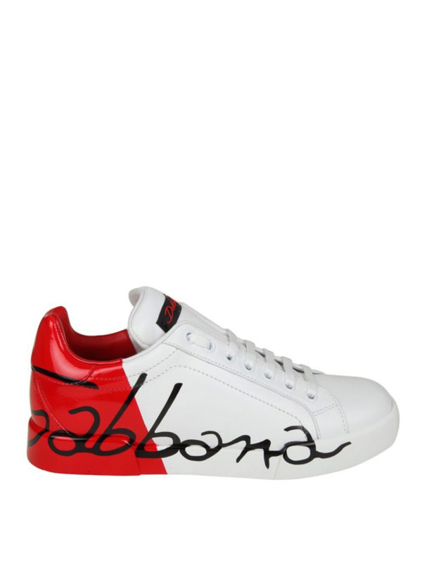 dolce and gabbana red and white sneakers