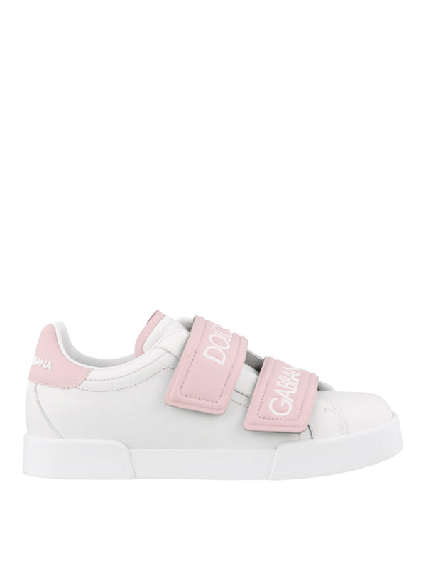pink sneakers with velcro straps 