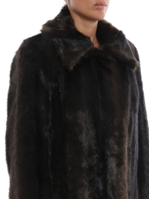 long dark brown fur coat