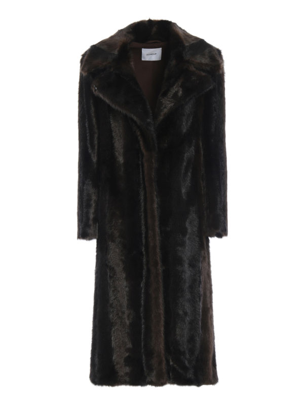 long dark brown fur coat