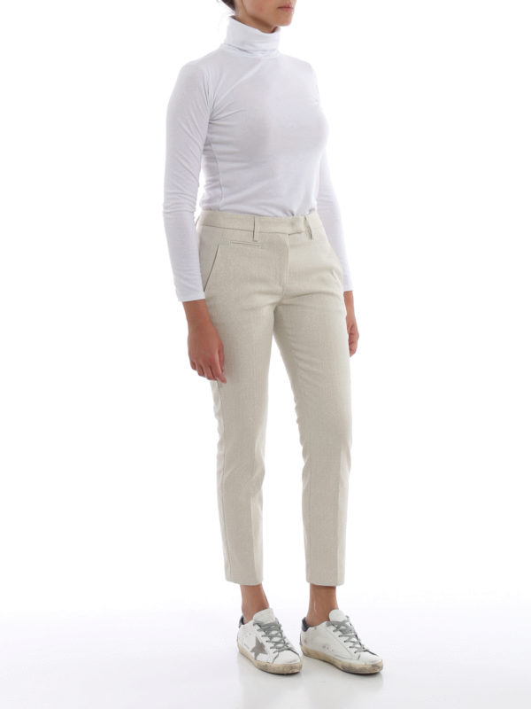 cotton jacquard cigarette trousers 