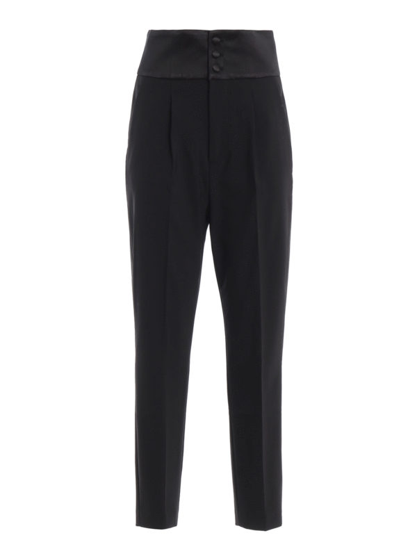 Tailored & Formal trousers Dondup - Miriam raised silk waist black ...