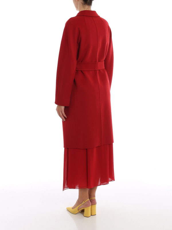 red wool wrap coat