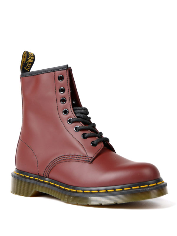 red leather combat boots