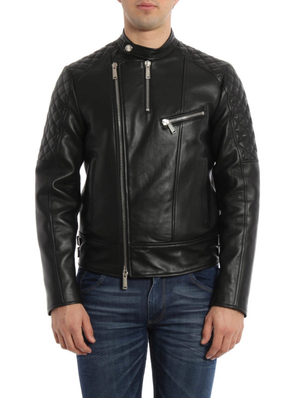 dsquared leather jacket mens
