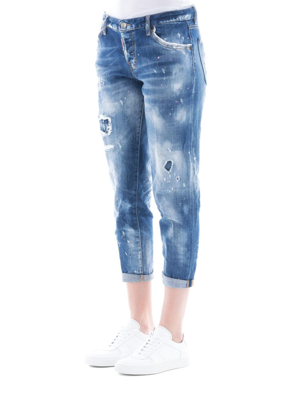 cropped denim jeans