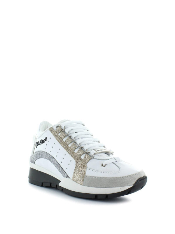 Validatie Markeer fluweel Trainers Dsquared2 - 551 white leather and glitter sneakers -  SNW040406501036M241