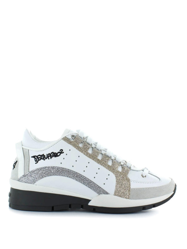 Validatie Markeer fluweel Trainers Dsquared2 - 551 white leather and glitter sneakers -  SNW040406501036M241