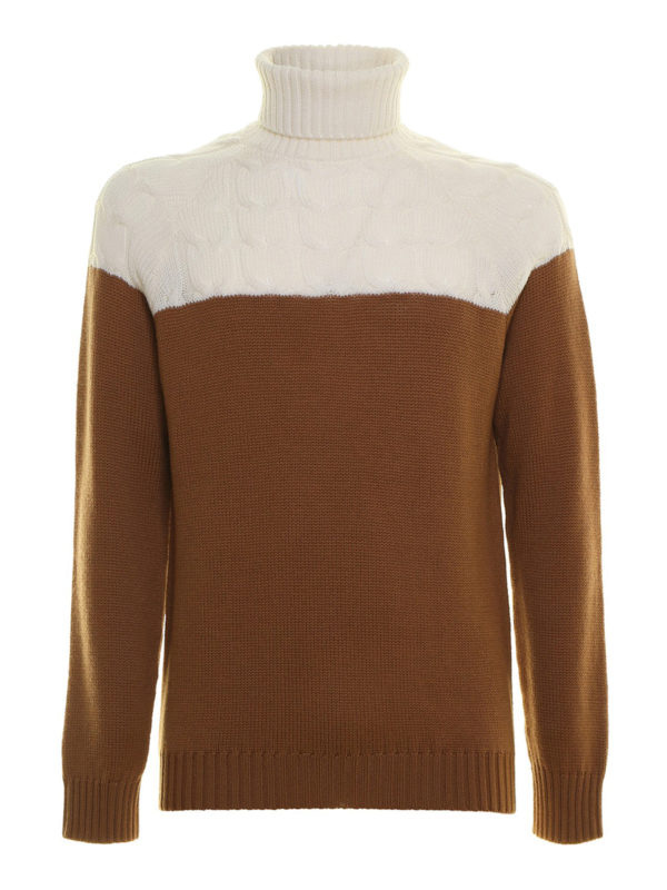 Turtlenecks & Polo necks Eleventy - Two-tone wool sweater ...