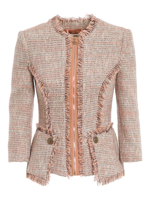 Giacca Tweed Donna Elegante - Open Front, Plaid, Blazer Casual Con Tasche - Foto 4