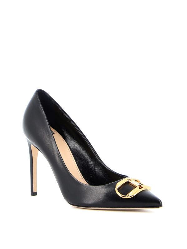 Court shoes Elisabetta Franchi - Leather pumps with logo buckle ...