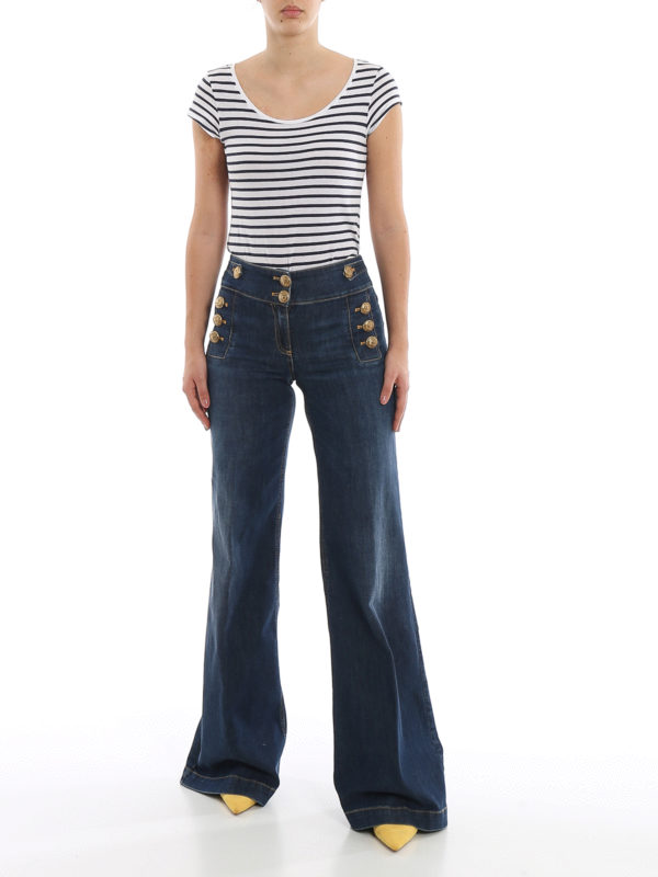 ELISABETTA FRANCHI: flared jeans online - Flared jeans with gold-tone buttons