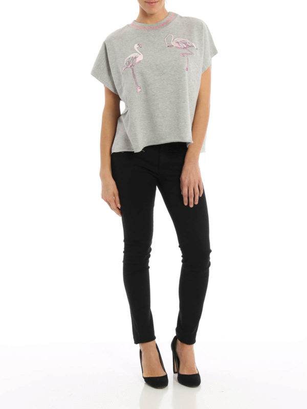 تی شرت Giamba - Embroidered flamingo T 