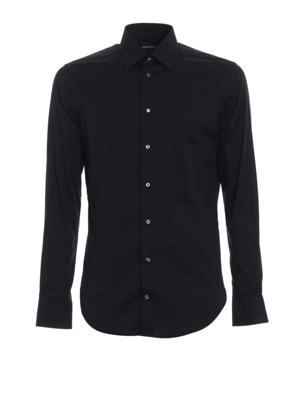 armani black slim fit shirt