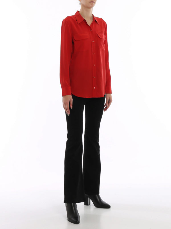 equipment slim signature silk shirt