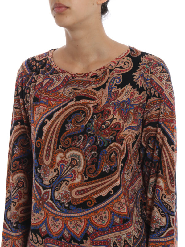 Paisley print wool blend jersey sweater 