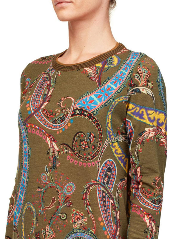 Paisley print wool blend sweater 