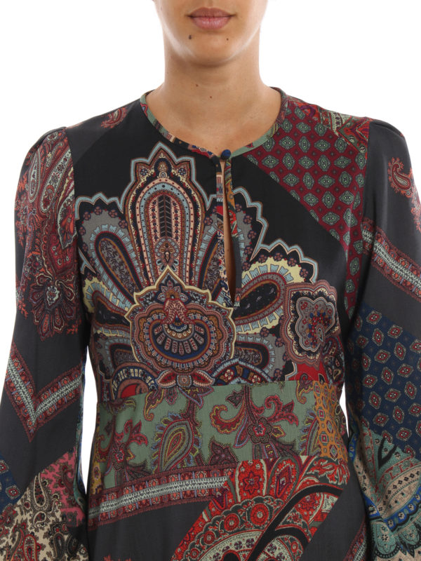 Paisley print wool tunic dress 