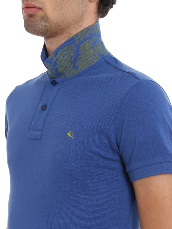 Paisley undercollar pique polo shirt 