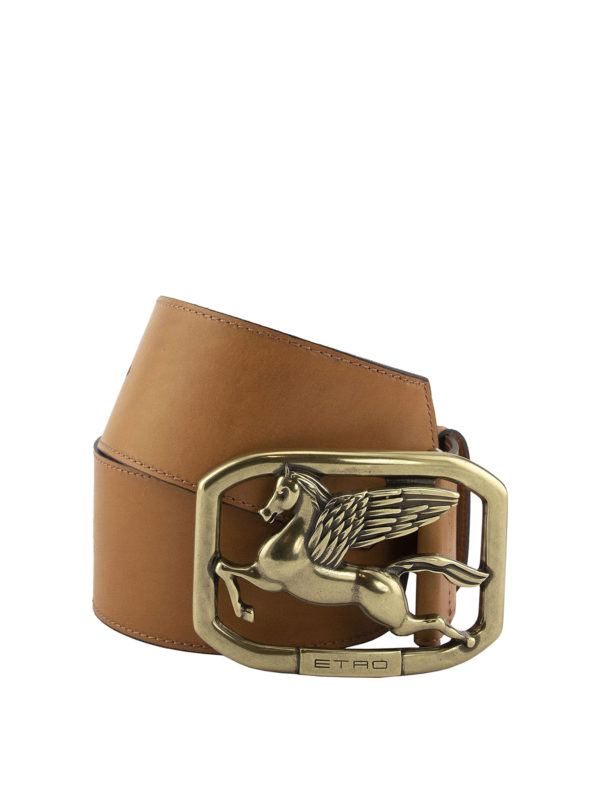 ETRO: belts online - Pegaso buckle leather belt