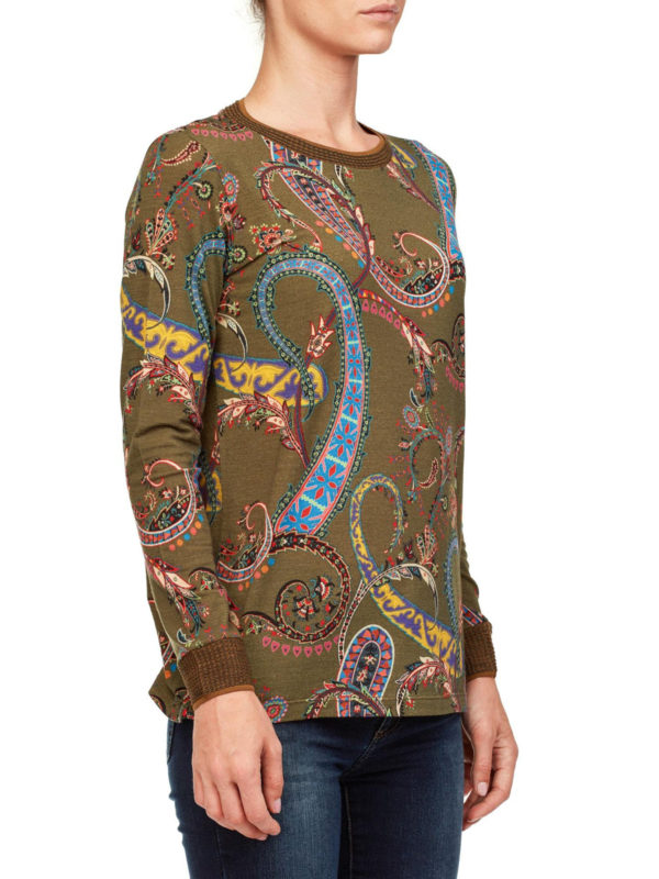 Paisley print wool blend sweater 