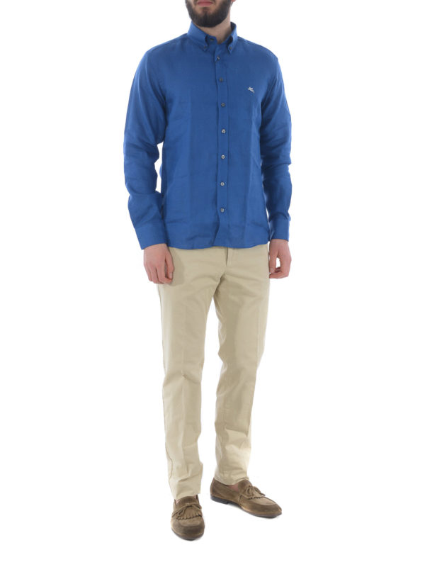 پیراهن Etro - Royal blue linen button 