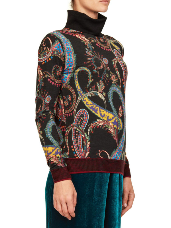 print wool blend turtle neck sweater 