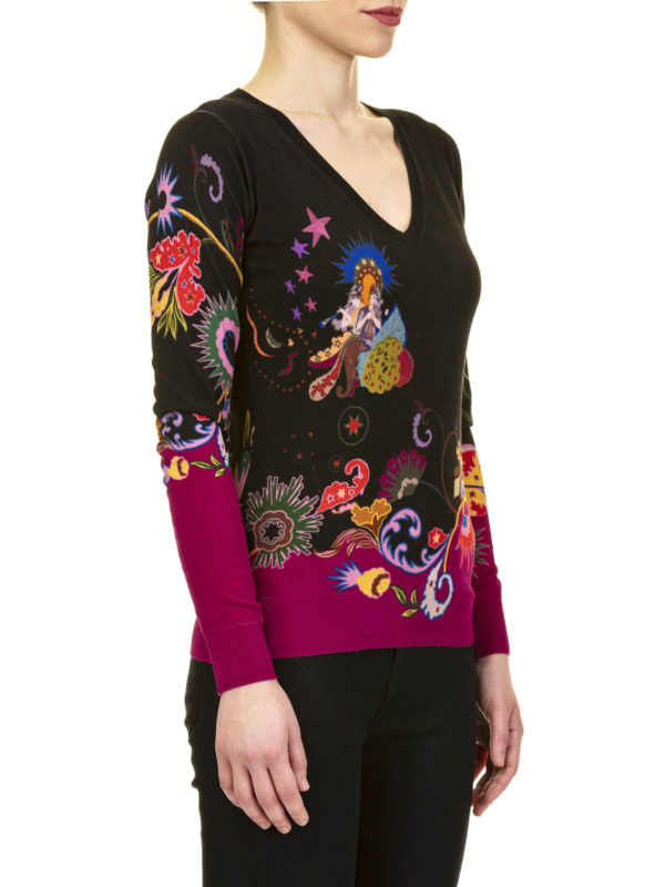 Multicolour patterned silk sweater 
