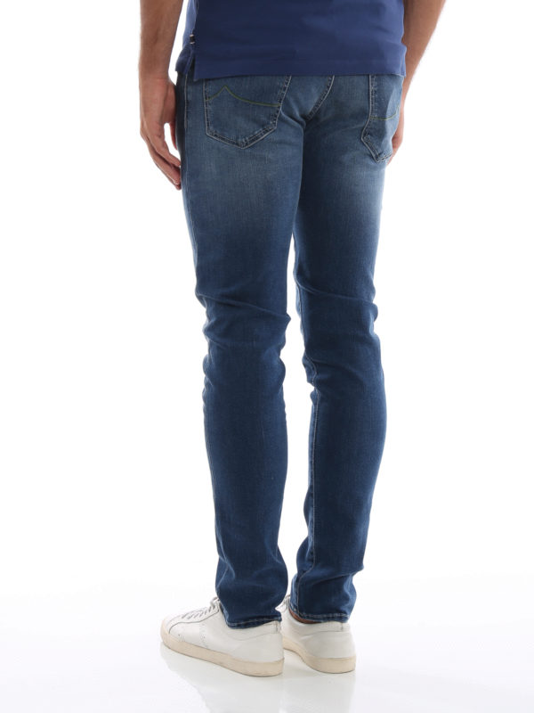Faded stretch denim slim fit jeans 