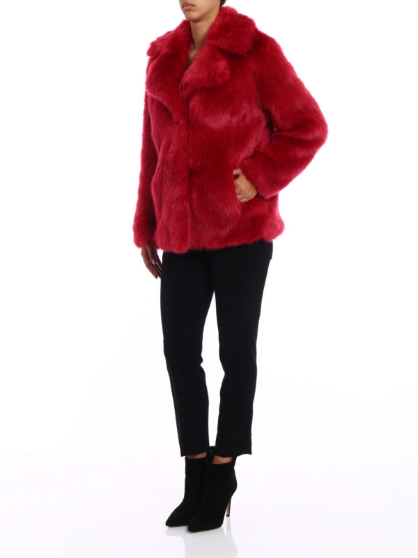 michael kors red faux fur jacket