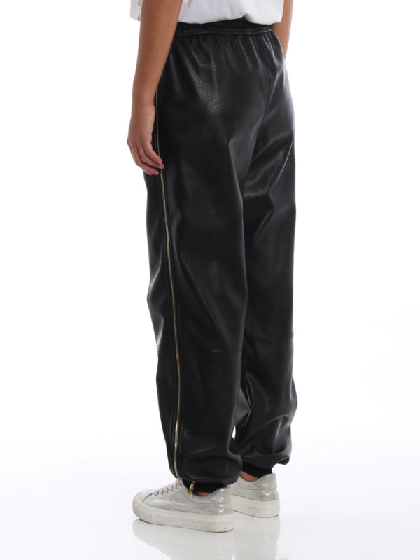 Faux leather trousers with zipped sides 