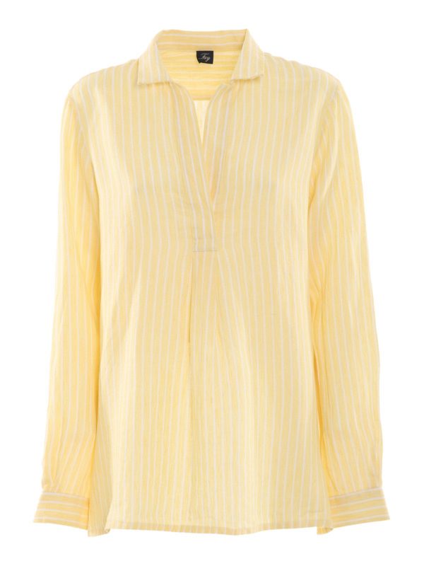 Blouses Fay - Striped linen blouse - CWA14A12LRVO035Y | iKRIX.com