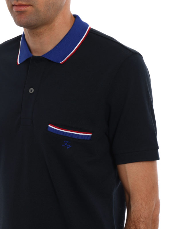 black and blue polo shirt