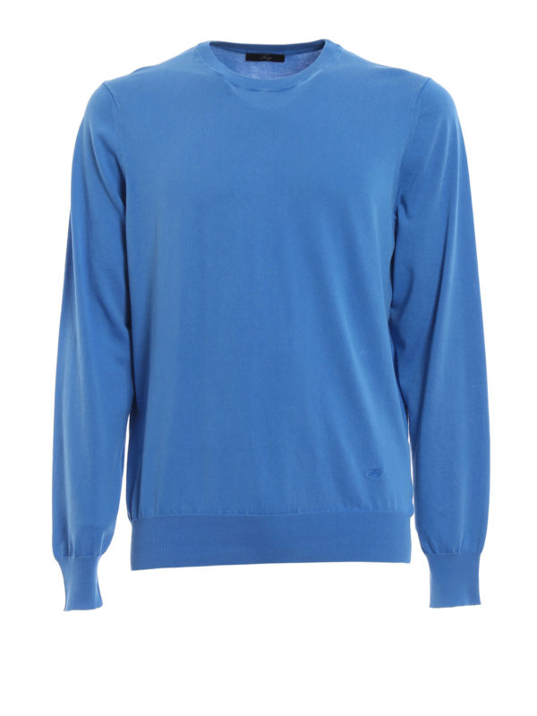یقه گرد Fay - Light blue cotton crew-neck sweater - NMMC136171TOHPU604