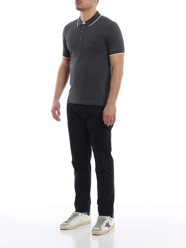 Double collar dark grey polo shirt 