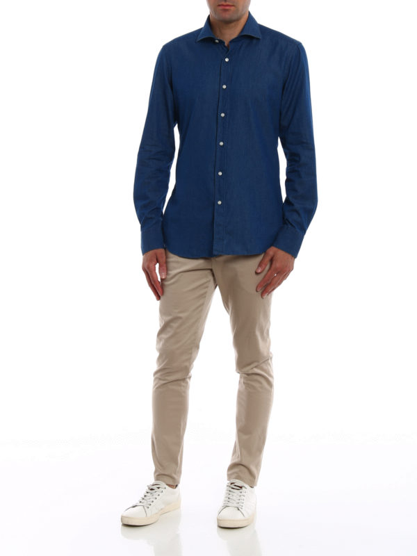 پیراهن Fay - Blue denim cotton shirt 