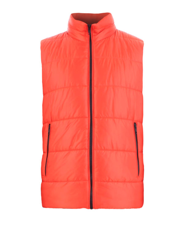 Orange sleeveless padded jacket 